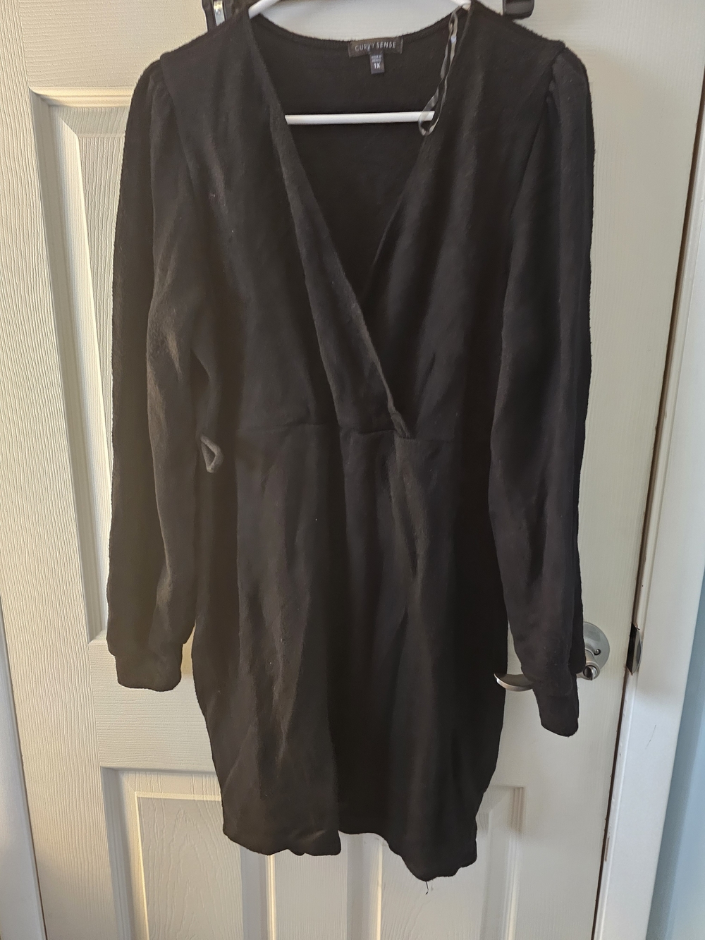 Court & Spark Black Long-Sleeve Wrap Dress